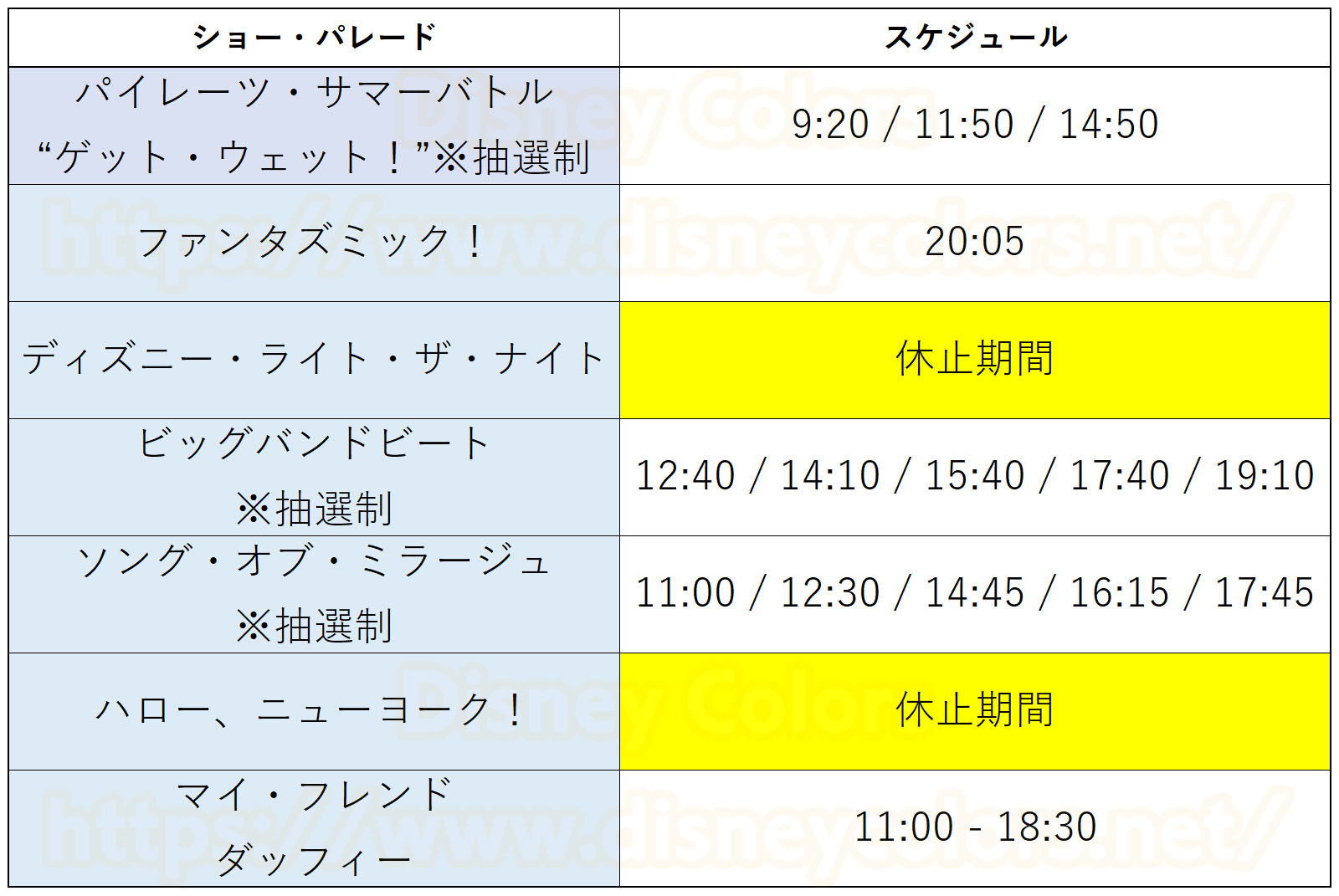 東京ディズニーシー 2019年9月のショースケジュール ディズニー・パイレーツ・サマー