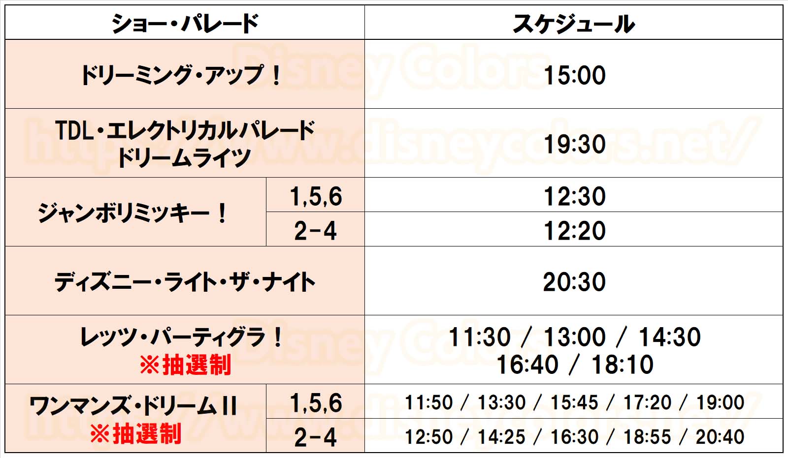 東京ディズニーランド ショースケジュール 2019年11月1～6日